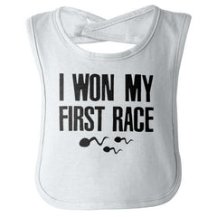 Won The Race Infant Baby Bib-Direct To Garment Print-Brisco Baby