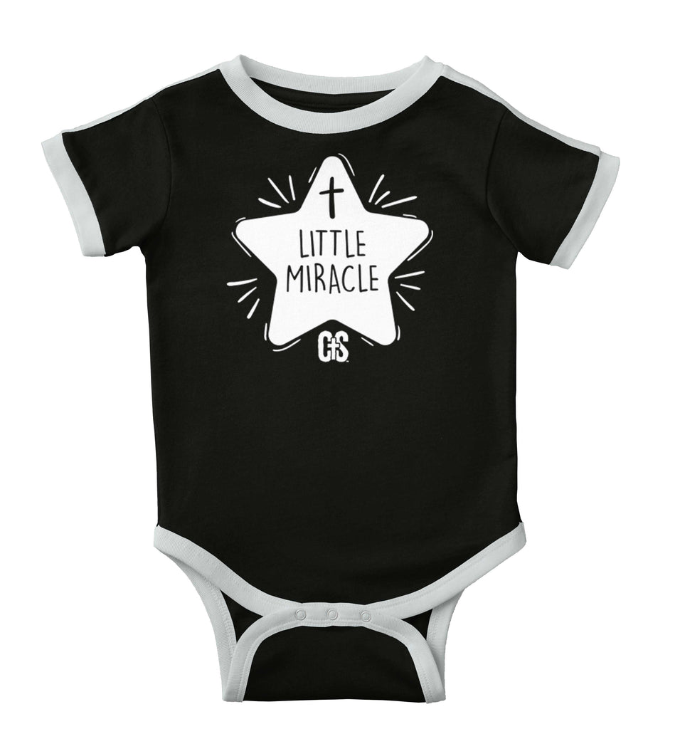 Little Miracle Ringer Romper Bodysuit-Direct To Garment Print-Brisco Baby