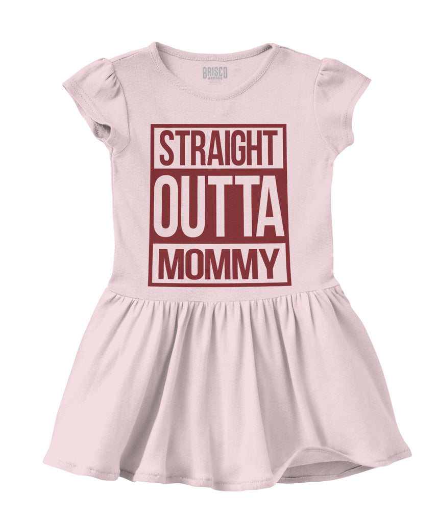 Straight Outta Mommy Solid Baby Infant Dress-Direct To Garment Print-Brisco Baby