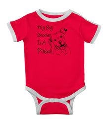 Brother is a Pitbull Ringer Romper Bodysuit-Direct To Garment Print-Brisco Baby