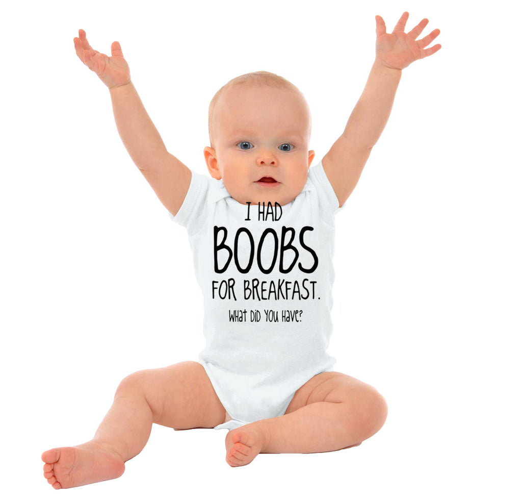 Boobs for Breakfast Romper Bodysuit-Direct To Garment Print-Brisco Baby