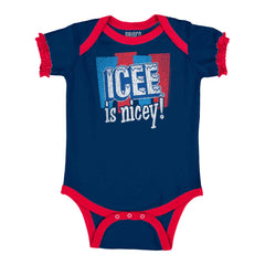 Icee Is Nicey Baby Ruffled Trim Romper-Direct To Garment Print-Brisco Baby