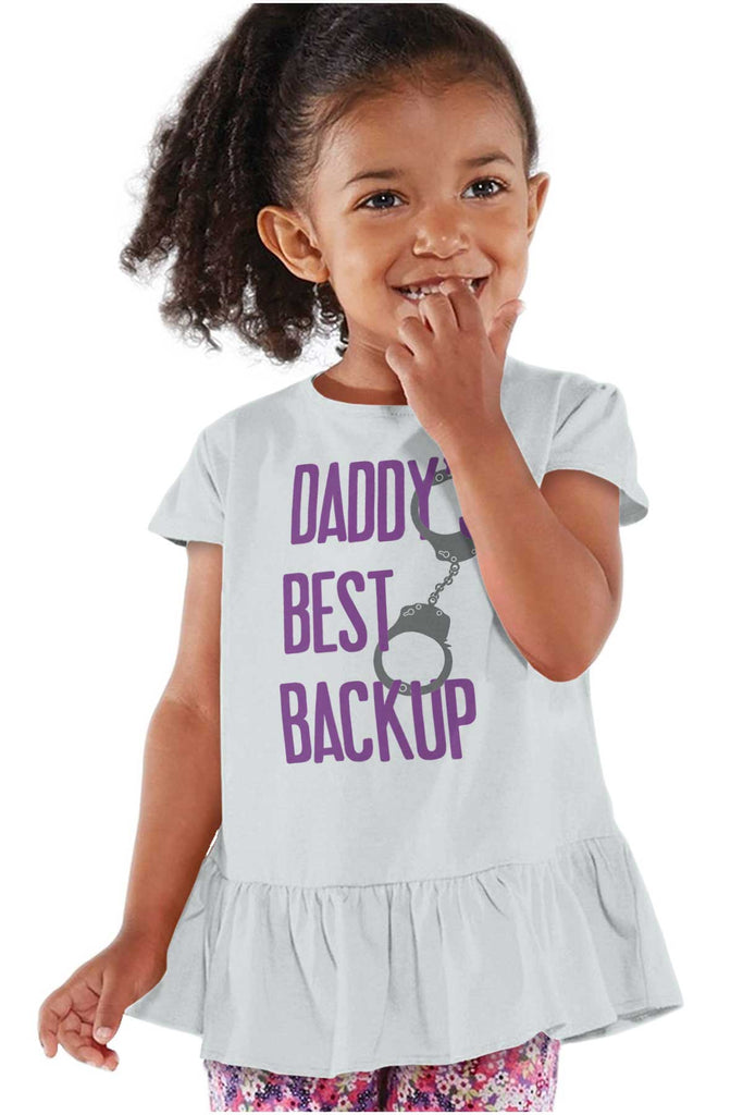 Daddy's Best Backup Toddler Ruffle Bottom Tee-Direct To Garment Print-Brisco Baby