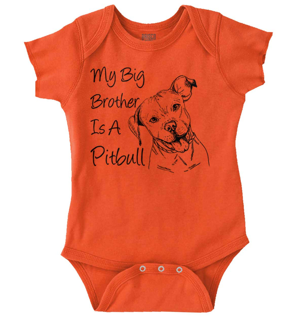 Brother is a Pitbull Romper Bodysuit-Direct To Garment Print-Brisco Baby