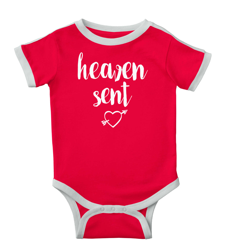 Heaven Sent Ringer Romper Bodysuit-Direct To Garment Print-Brisco Baby