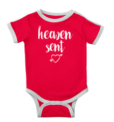 Heaven Sent Ringer Romper Bodysuit-Direct To Garment Print-Brisco Baby