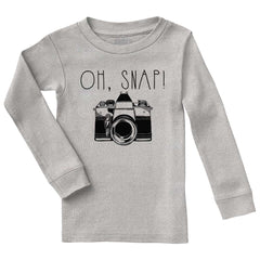 Oh Snap Camera Solid Baby Pajama Top-Direct To Garment Print-Brisco Baby