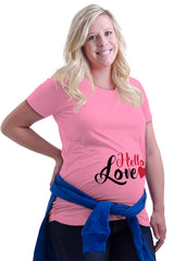 Hello Love Maternity T-Shirt-Direct To Garment Print-Brisco Baby