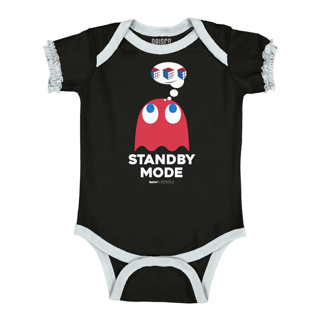 Standby Mode Baby Ruffled Trim Romper-Direct To Garment Print-Brisco Baby