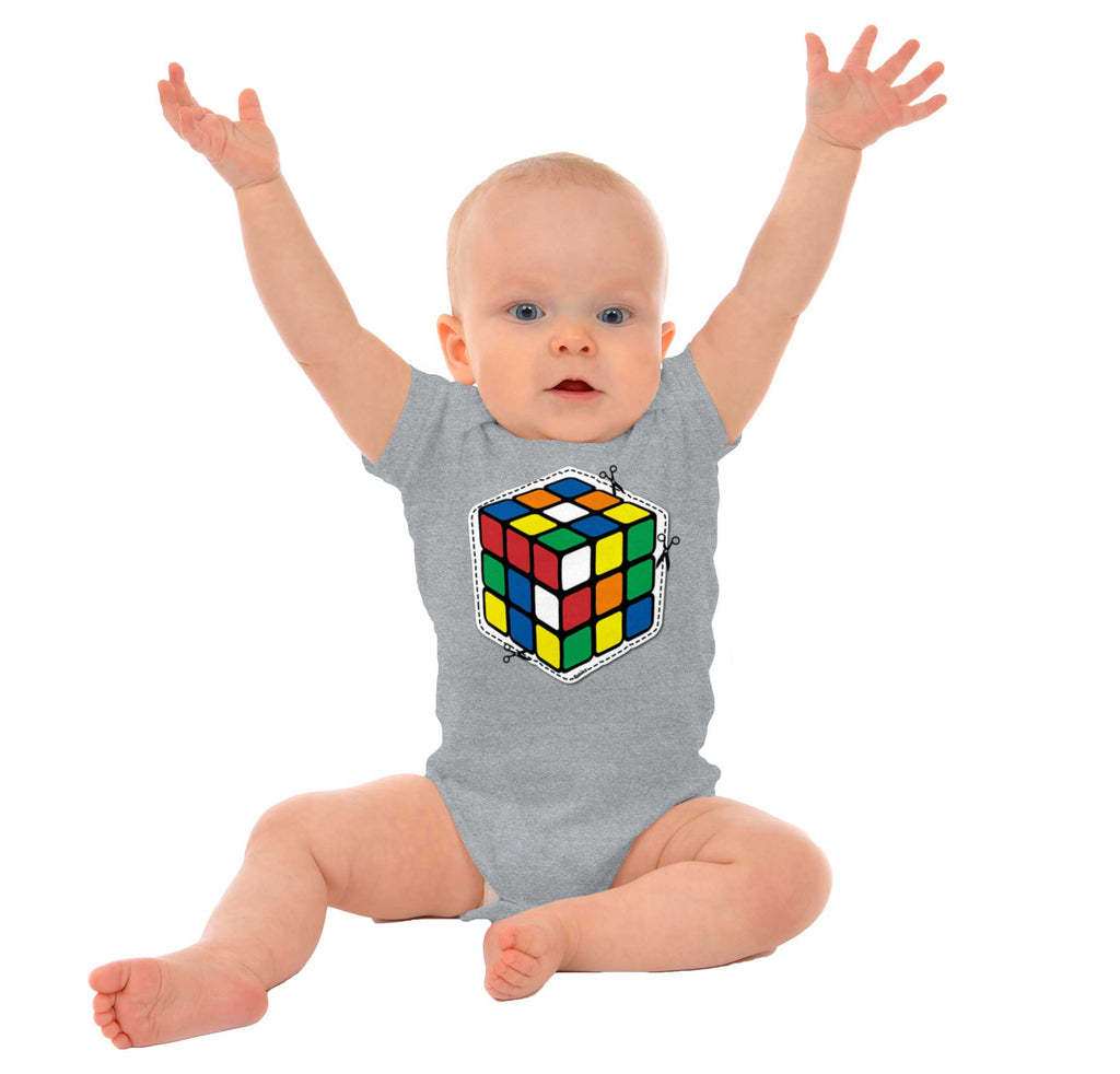 Cut Out Rubiks Romper Bodysuit-Direct To Garment Print-Brisco Baby
