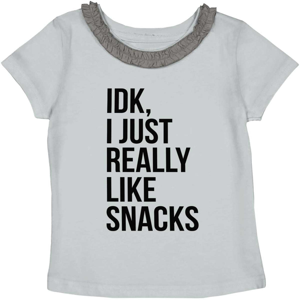 Really Like Snacks Toddler Ruffled Trim T-Shirt-Direct To Garment Print-Brisco Baby