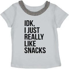 Really Like Snacks Toddler Ruffled Trim T-Shirt-Direct To Garment Print-Brisco Baby