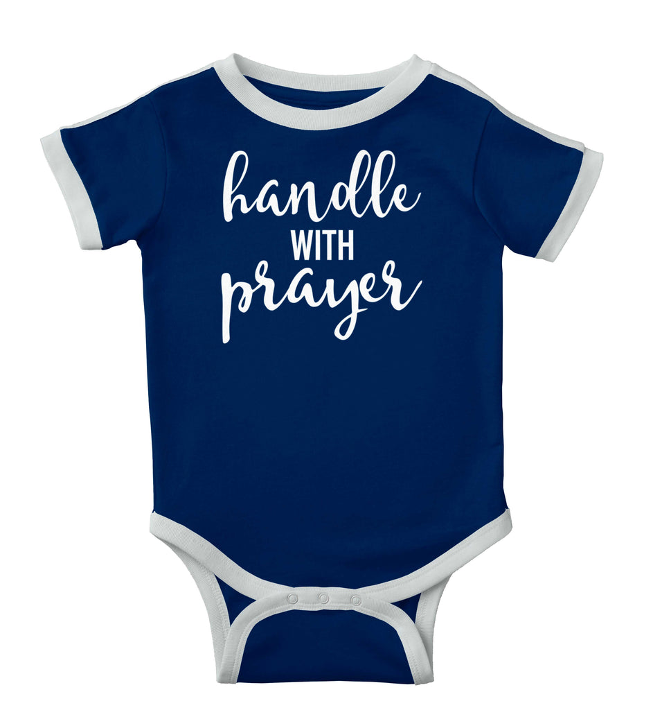 Prayer Care Ringer Romper Bodysuit-Direct To Garment Print-Brisco Baby