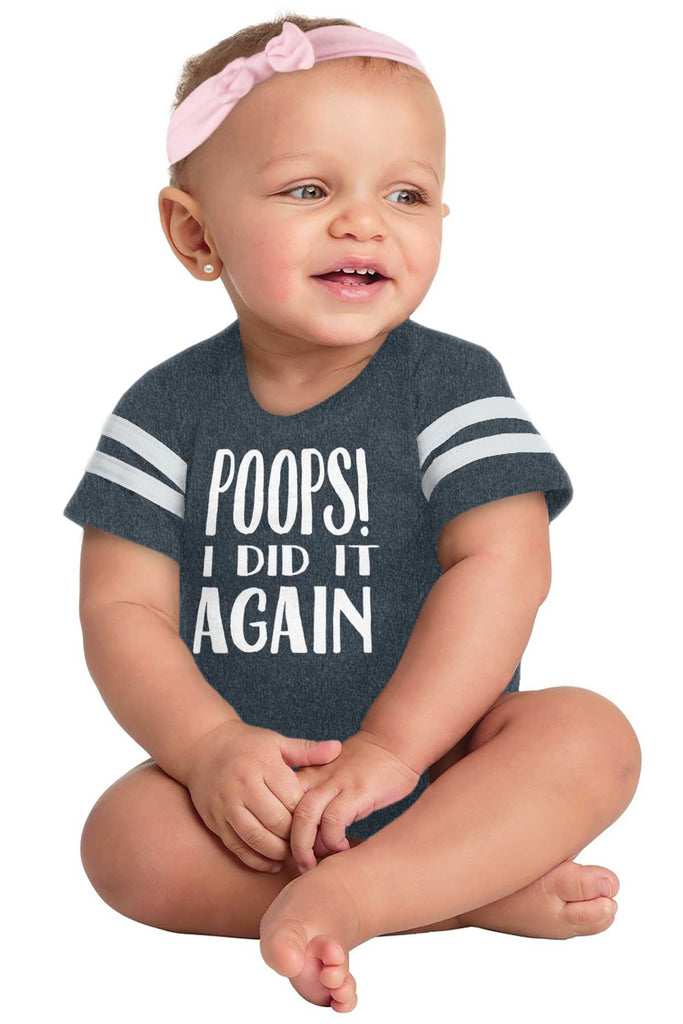 Poops I Did It Again Football Romper Bodysuit-Direct To Garment Print-Brisco Baby