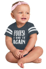 Poops I Did It Again Football Romper Bodysuit-Direct To Garment Print-Brisco Baby