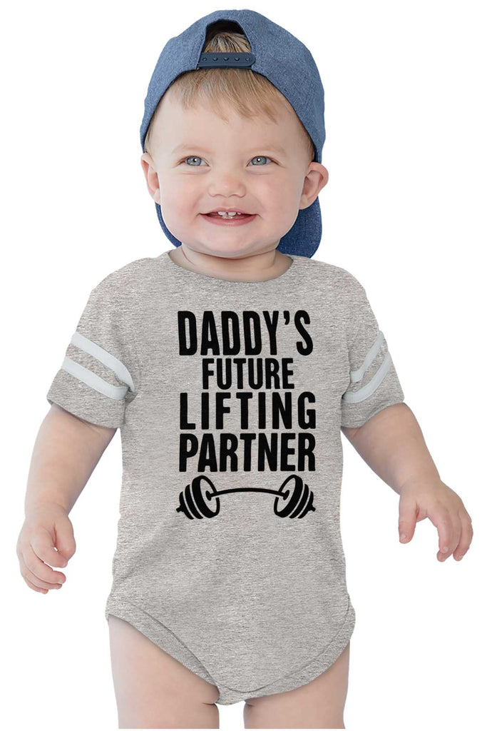 Lifting Partner Football Romper Bodysuit-Direct To Garment Print-Brisco Baby