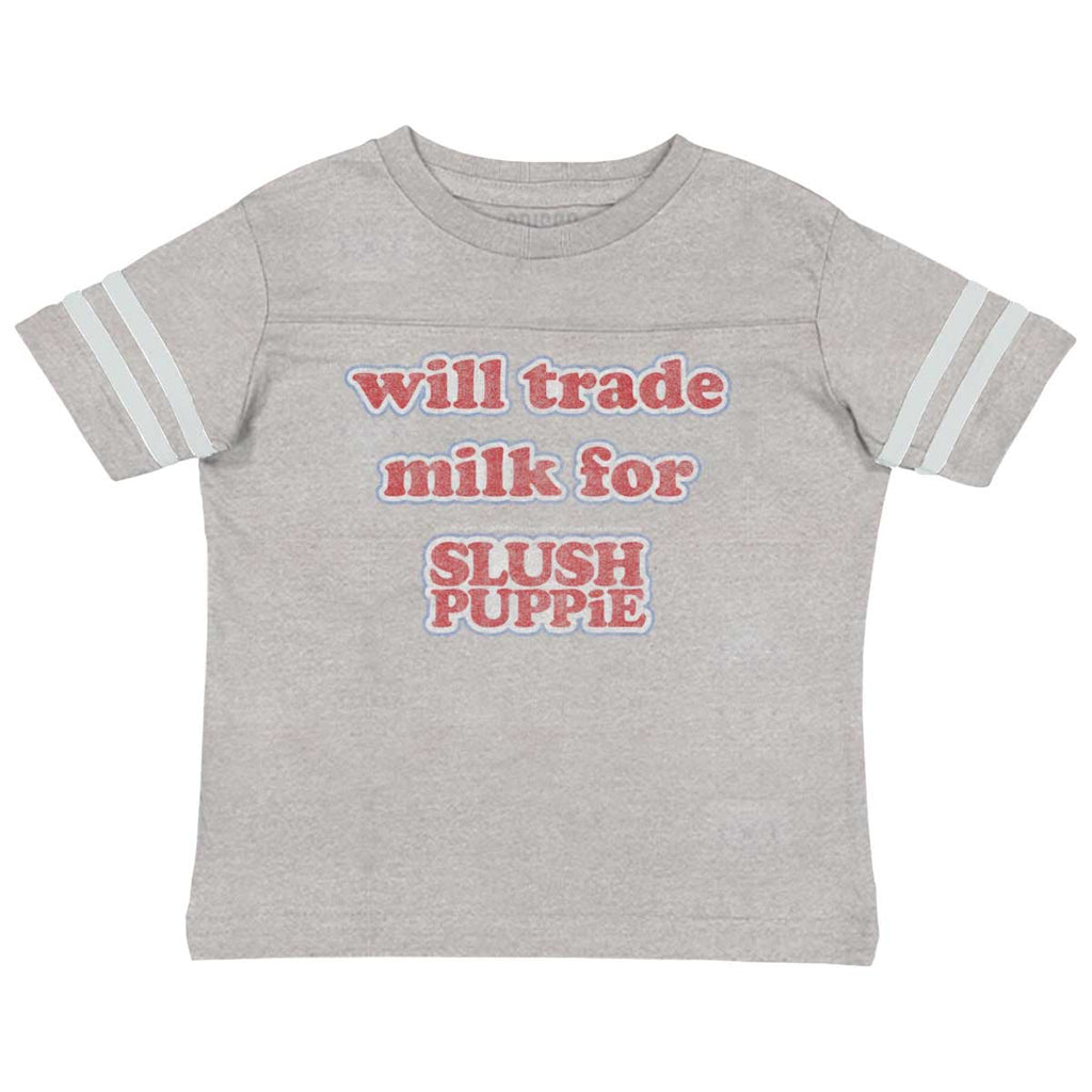 Milk For Slush Puppie Toddler Football Jersey Tee-Direct To Garment Print-Brisco Baby