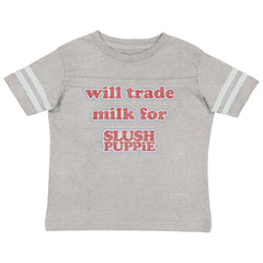 Milk For Slush Puppie Toddler Football Jersey Tee-Direct To Garment Print-Brisco Baby