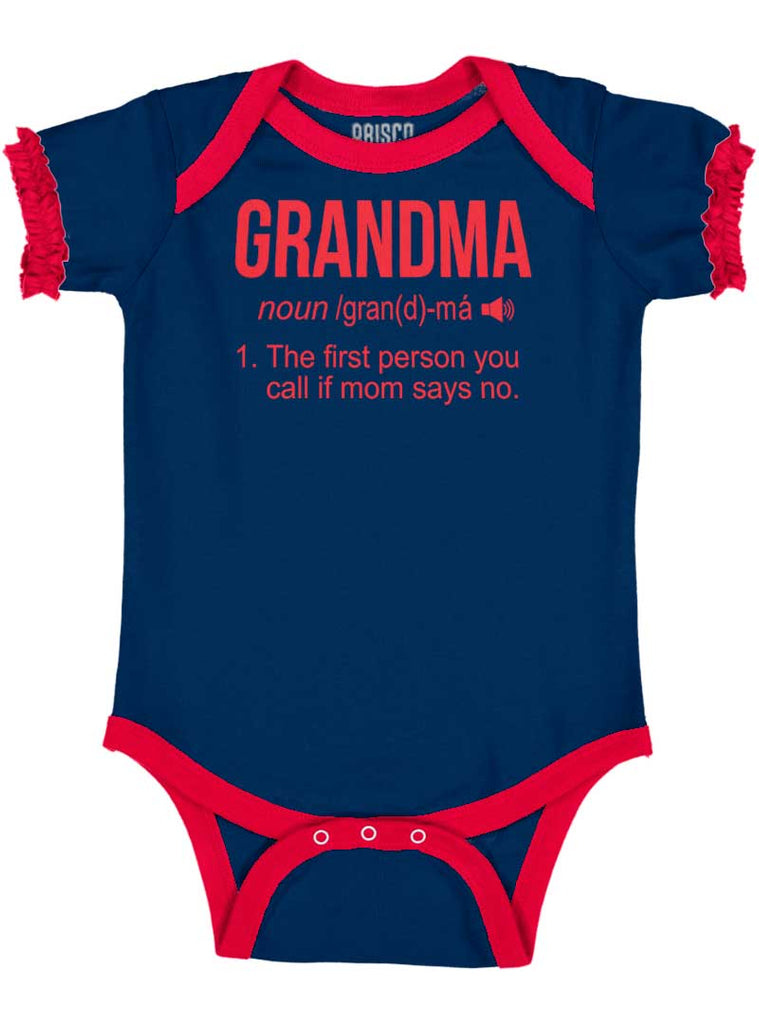 Grandma Baby Ruffled Trim Romper-Direct To Garment Print-Brisco Baby