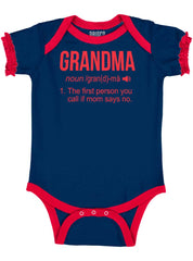 Grandma Baby Ruffled Trim Romper-Direct To Garment Print-Brisco Baby