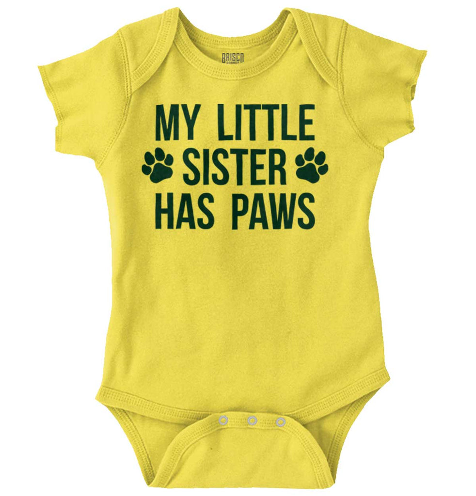 My Little Sister Has Paws Romper Bodysuit-Direct To Garment Print-Brisco Baby