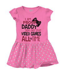 Daddy Plays Video Games Baby Polka Dot Skirt Dress-Direct To Garment Print-Brisco Baby
