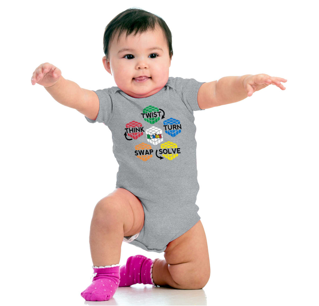 Rubik's Directions Romper Bodysuit-Direct To Garment Print-Brisco Baby