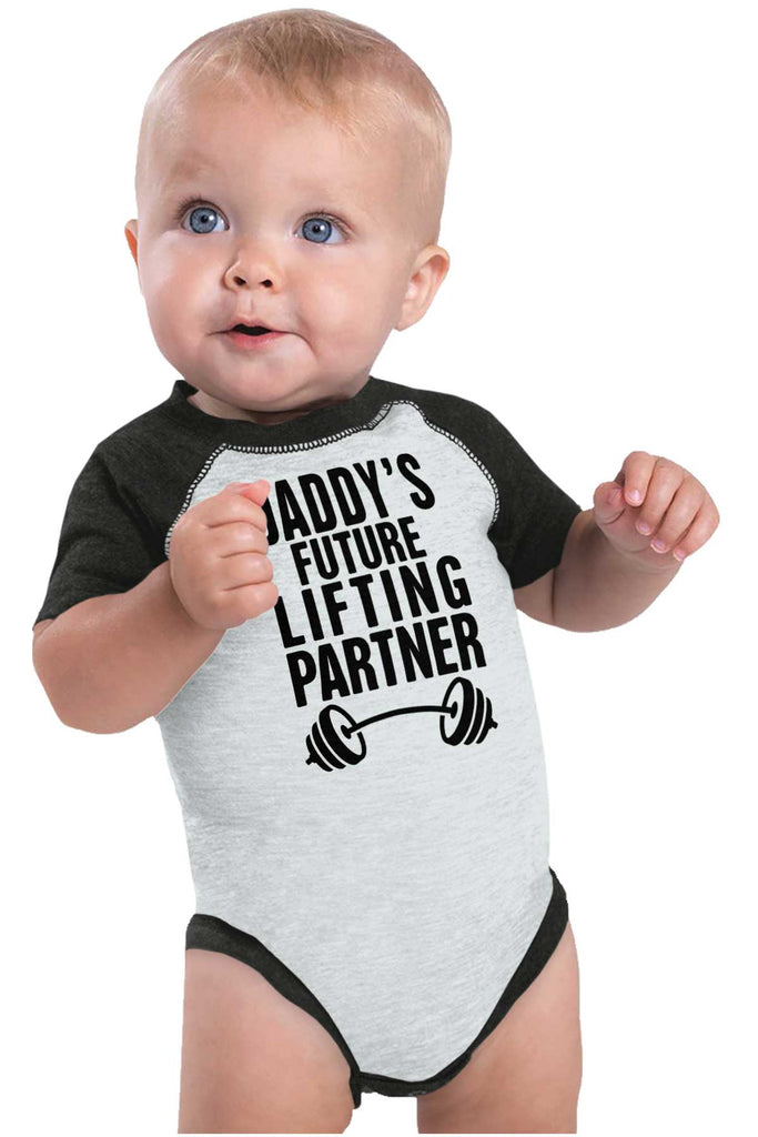 Lifting Partner Raglan Romper Bodysuit-Direct To Garment Print-Brisco Baby