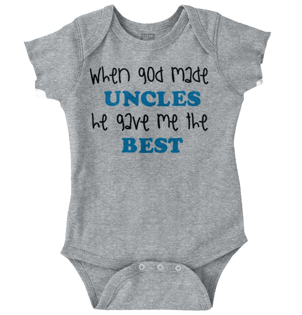 When God Made Uncles Romper Bodysuit-Direct To Garment Print-Brisco Baby