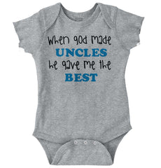When God Made Uncles Romper Bodysuit-Direct To Garment Print-Brisco Baby