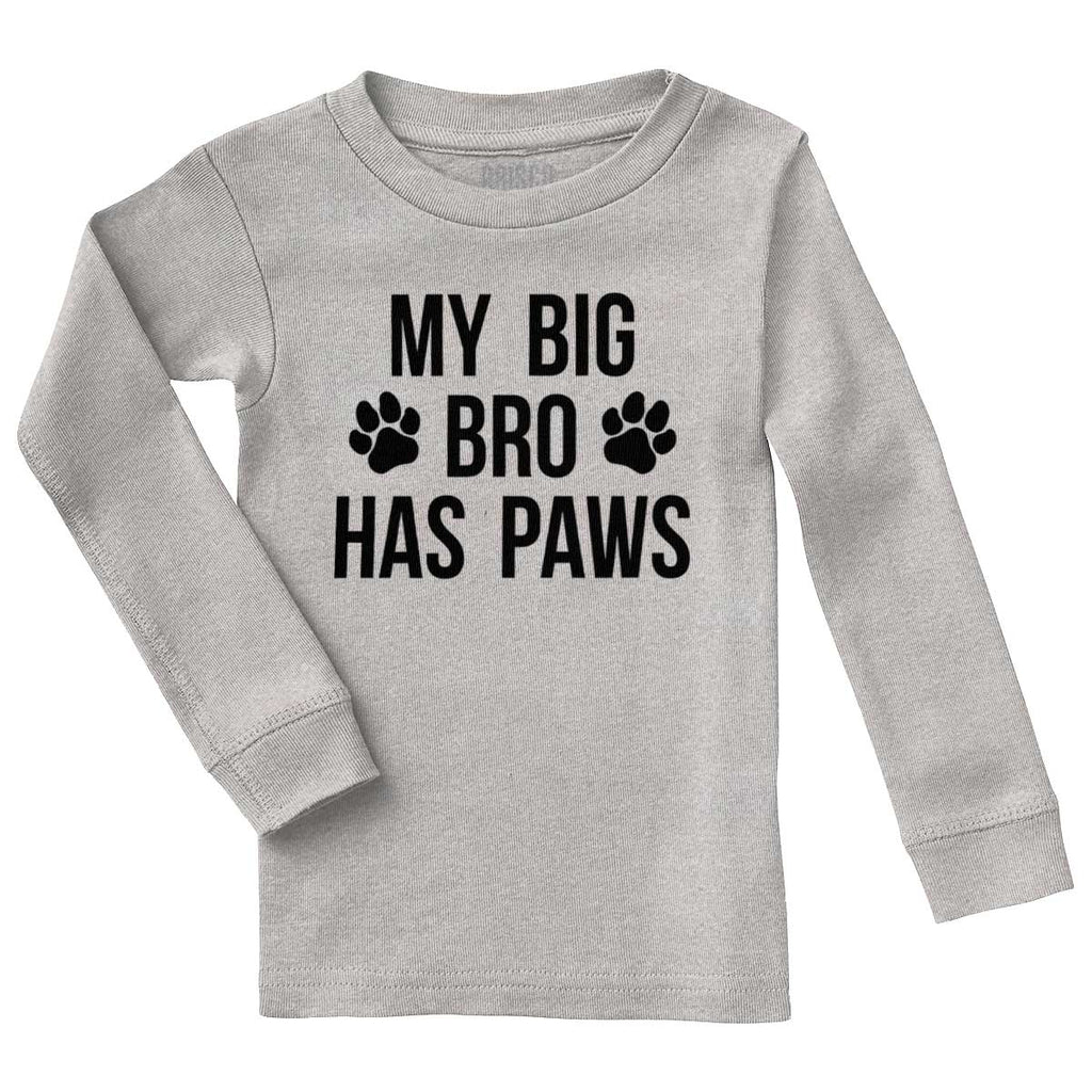 Big Bro Has Paws Solid Long Sleeve T-Direct To Garment Print-Brisco Baby