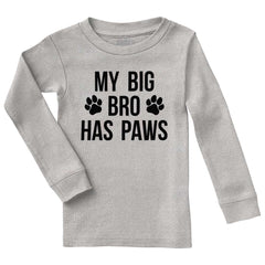 Big Bro Has Paws Solid Long Sleeve T-Direct To Garment Print-Brisco Baby