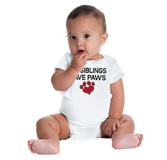 My Siblings have paw Romper Bodysuit-Direct To Garment Print-Brisco Baby