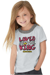 Loved By The King Toddler Ruffled Trim T-Shirt-Direct To Garment Print-Brisco Baby
