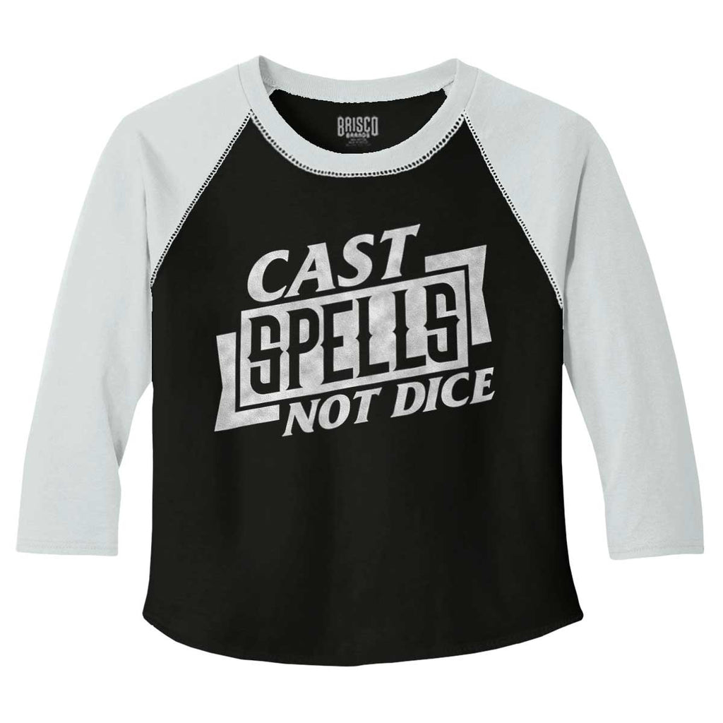 Cast Spells Not Dice Dungeons Toddler Baseball-Direct To Garment Print-Brisco Baby