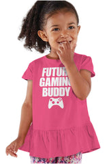 Future Gaming Buddy Toddler Ruffle Bottom Tee-Direct To Garment Print-Brisco Baby