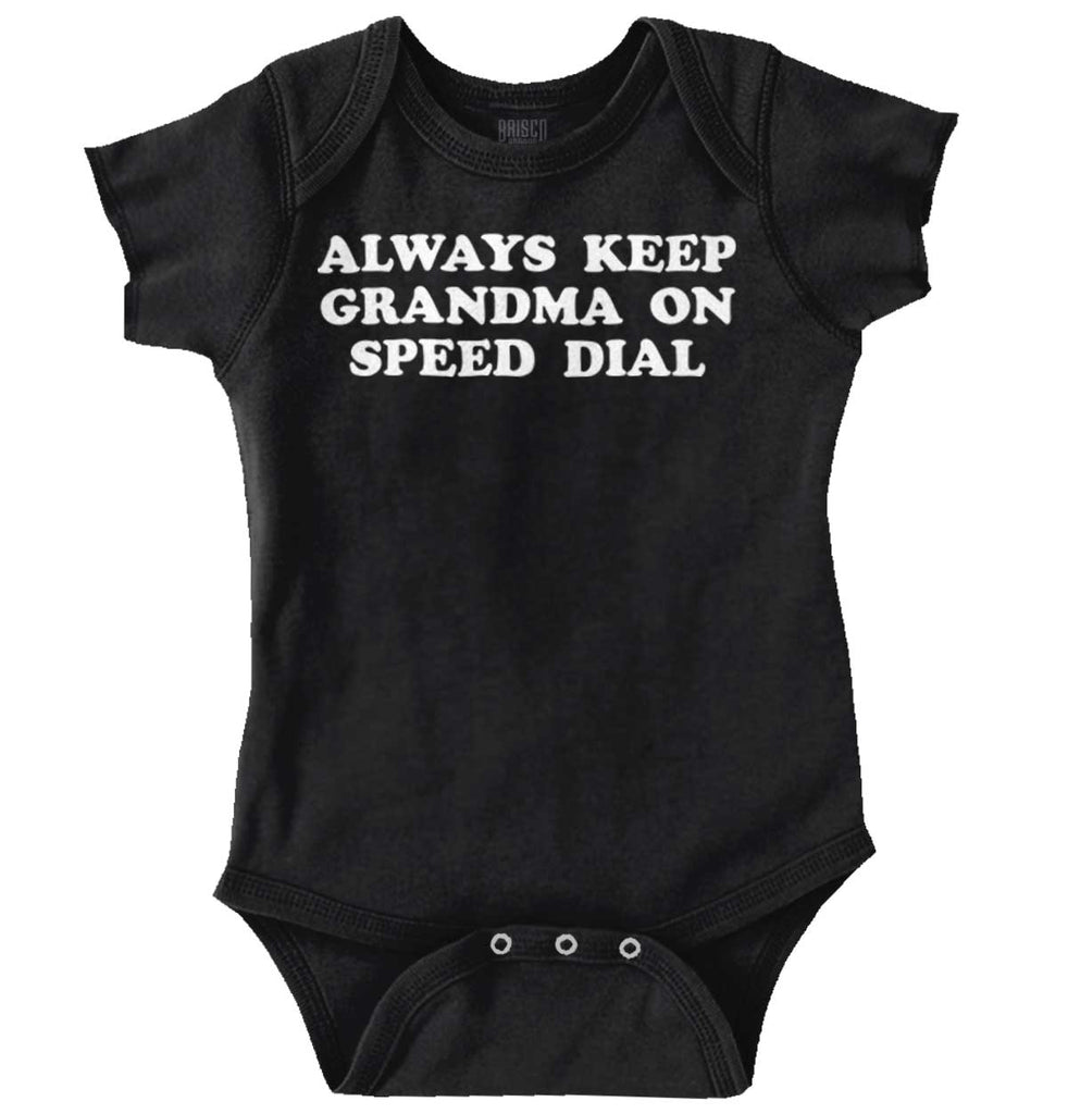 Always Keep Grandma Speed Dial Romper Bodysuit-Direct To Garment Print-Brisco Baby