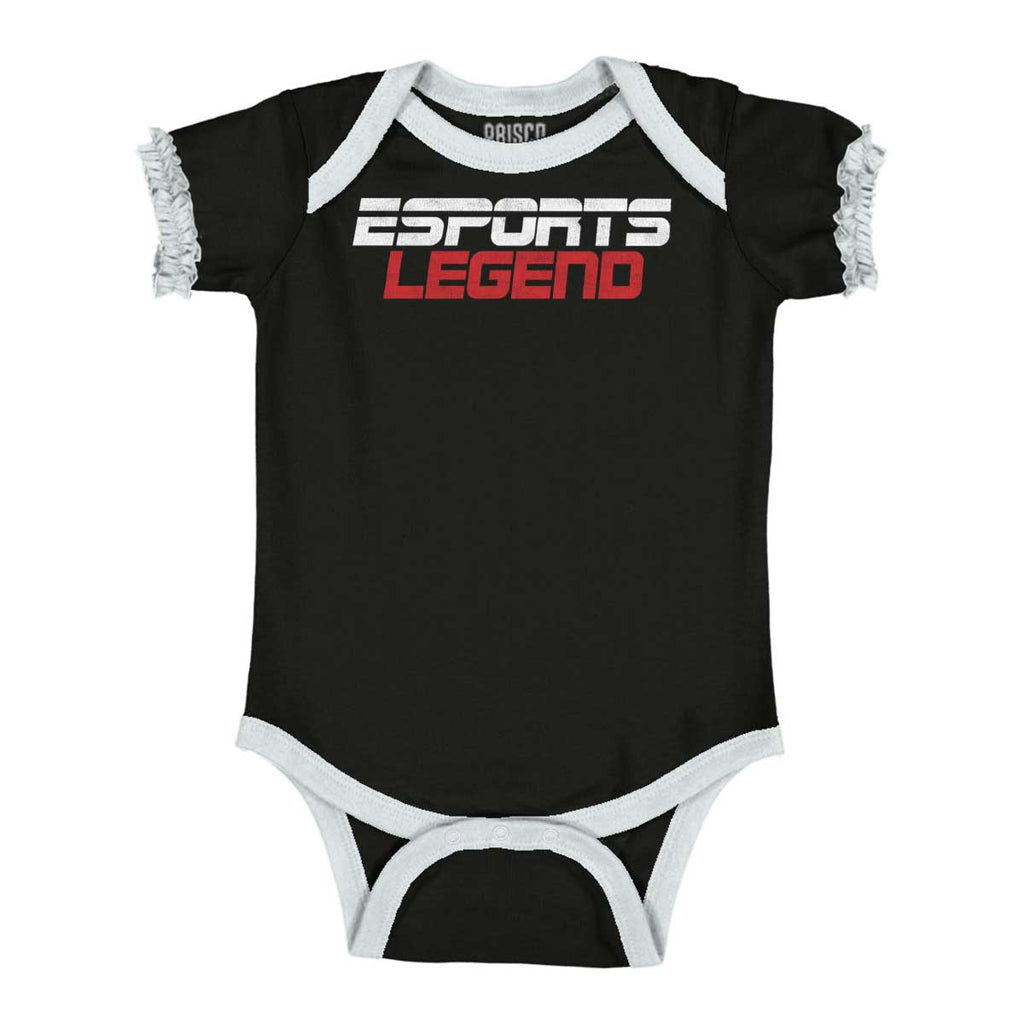 Sports Legend Professional Gamer Baby Ruffled Trim Romper-Direct To Garment Print-Brisco Baby