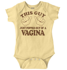 Popped Out of Vagina Romper Bodysuit-Direct To Garment Print-Brisco Baby