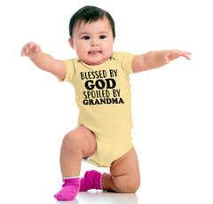 Blessed By God Spoiled By Grandma Romper Bodysuit-Direct To Garment Print-Brisco Baby