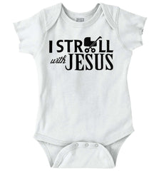 Stroll With Jesus Romper Bodysuit-Direct To Garment Print-Brisco Baby