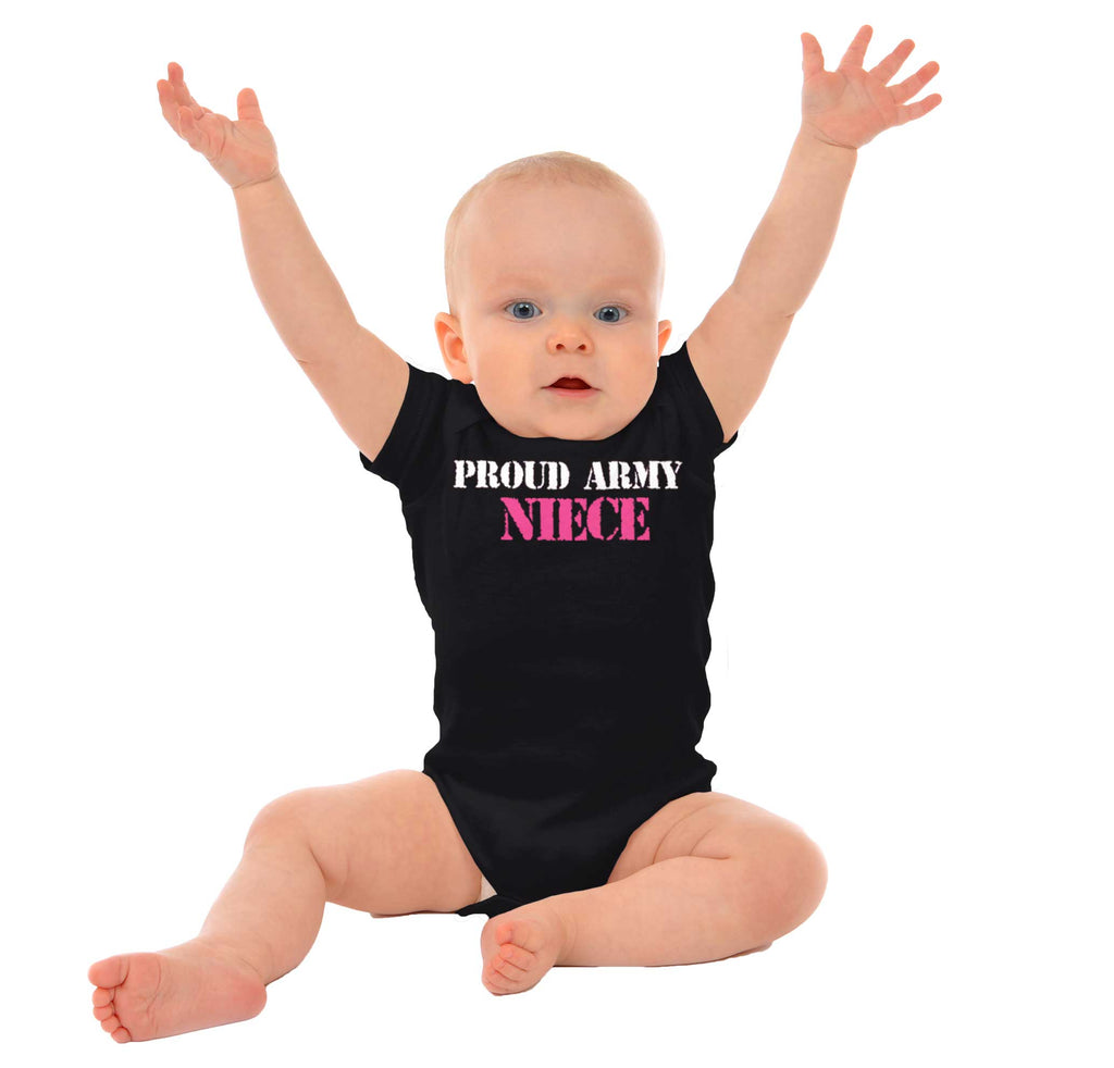 Proud Army Niece Romper Bodysuit-Direct To Garment Print-Brisco Baby