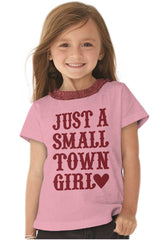 Small Town Girl Toddler Ruffled Trim T-Shirt-Direct To Garment Print-Brisco Baby