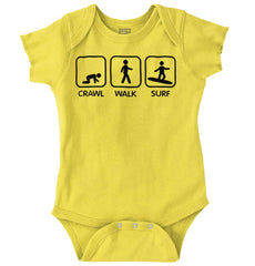 Crawl Walk Surf Romper Bodysuit-Direct To Garment Print-Brisco Baby