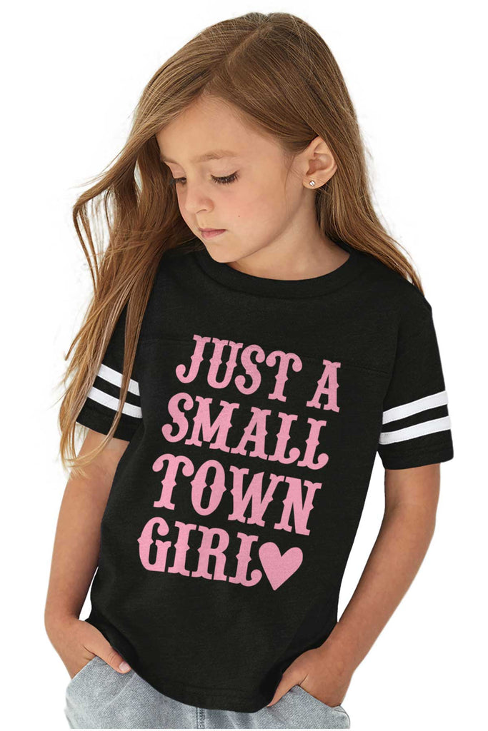 Small Town Girl Toddler Football Jersey Tee-Direct To Garment Print-Brisco Baby