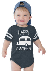 Happy Camper Football Romper Bodysuit-Direct To Garment Print-Brisco Baby
