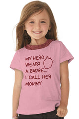 Hero Wears Badge Toddler Ruffled Trim T-Shirt-Direct To Garment Print-Brisco Baby