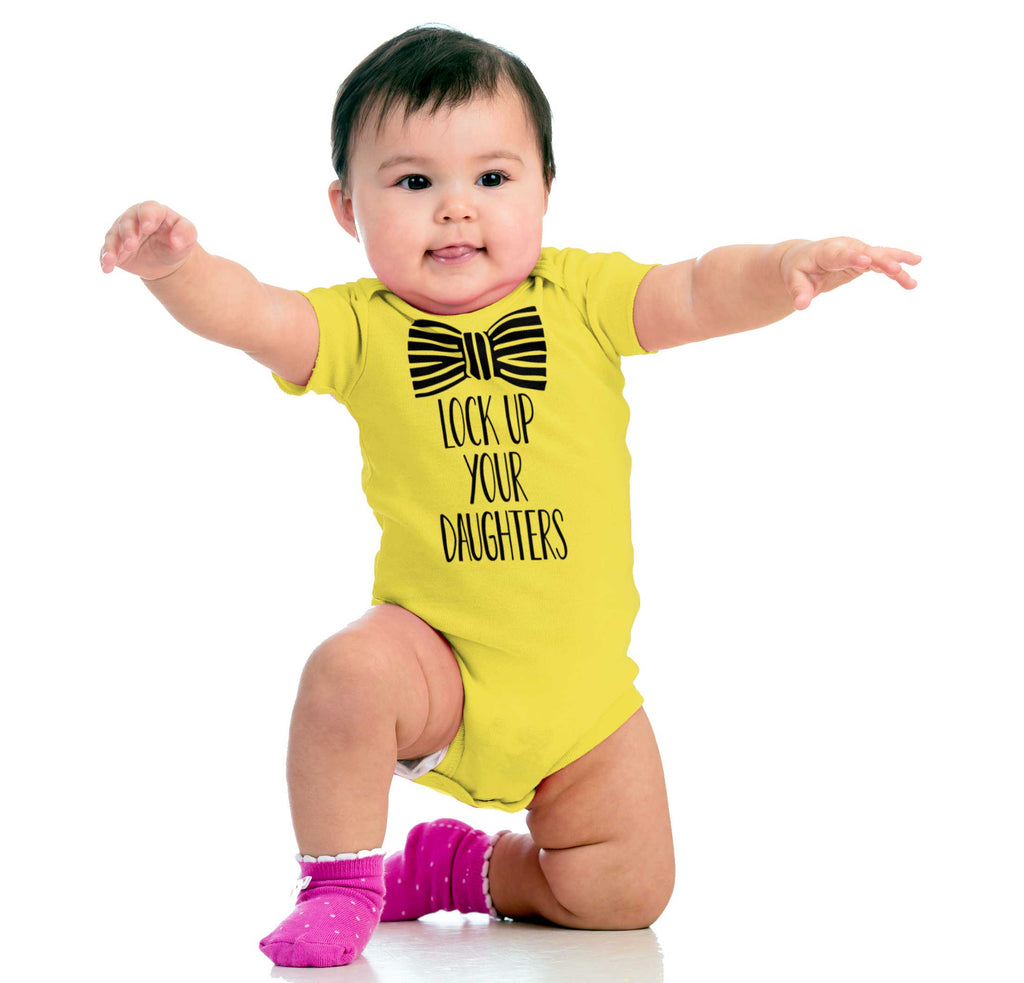 Lock Up Your Daughters Romper Bodysuit-Direct To Garment Print-Brisco Baby
