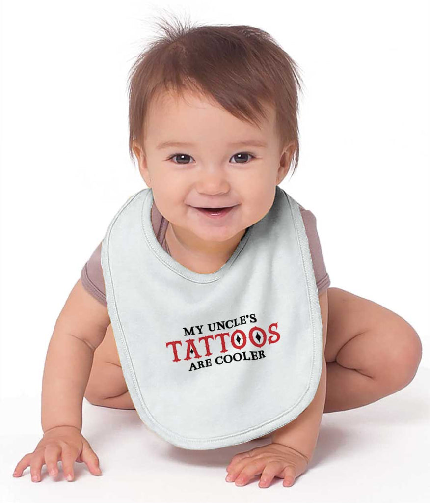 Uncle Tattoos Are Cooler Infant Baby Bib-Direct To Garment Print-Brisco Baby