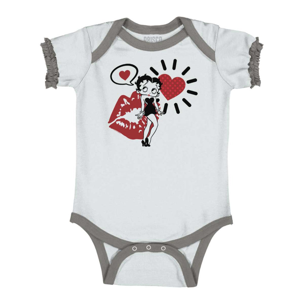 Cartoon Betty Baby Ruffled Trim Romper-Direct To Garment Print-Brisco Baby